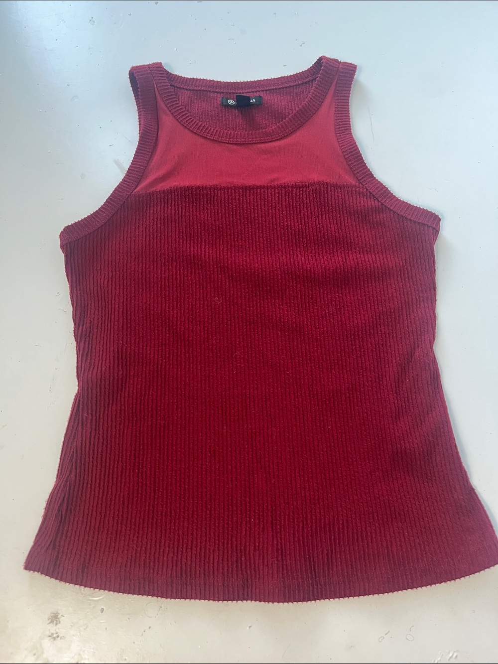 Versions XS Red Ribbed Sleeveless Formal Tank Top